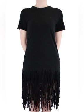 Polo Ralph Lauren Fringe Hem Short Sleeve Black Dress